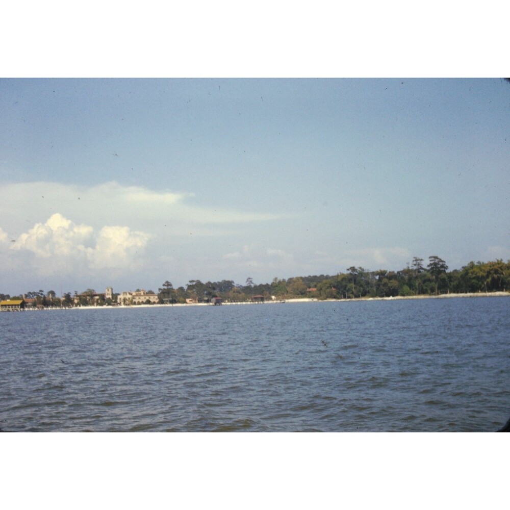 Kodak Slide 35mm 1940s Red Border,  a wide, expansive coastal shoreline